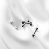 Trustdavis 925 Silver Geometric Round Barbells Stud Earrings