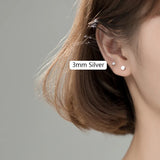 Trustdavis 925 Silver Geometric Round Barbells Stud Earrings