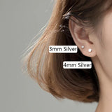 Trustdavis 925 Silver Geometric Round Barbells Stud Earrings