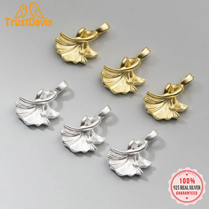 Trustdavis 925 Silver Double Apricot Leaf Pendant DIY Accessories
