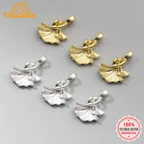 Trustdavis 925 Silver Double Apricot Leaf Pendant DIY Accessories