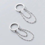 Trustdavis 925 Sterling Silver Double Chain Clip On Earrings Ear Cuff for Women