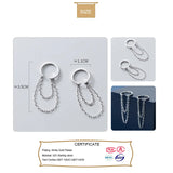 Trustdavis 925 Sterling Silver Double Chain Clip On Earrings Ear Cuff for Women