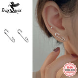 Trustdavis 925 Silver Geometric Paper Clips Stud Earrings for Women