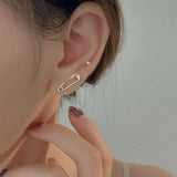 Trustdavis 925 Silver Geometric Paper Clips Stud Earrings for Women