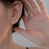 Trustdavis 925 Silver Geometric Paper Clips Stud Earrings for Women