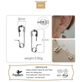 Trustdavis 925 Silver Geometric Paper Clips Stud Earrings for Women