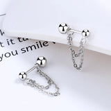 Trustdavis 925 Sterling Silver Sweet Chain Beads Stud Earrings
