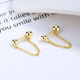 Trustdavis 925 Sterling Silver Sweet Chain Beads Stud Earrings