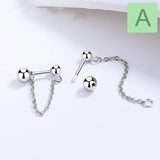Trustdavis 925 Sterling Silver Sweet Chain Beads Stud Earrings