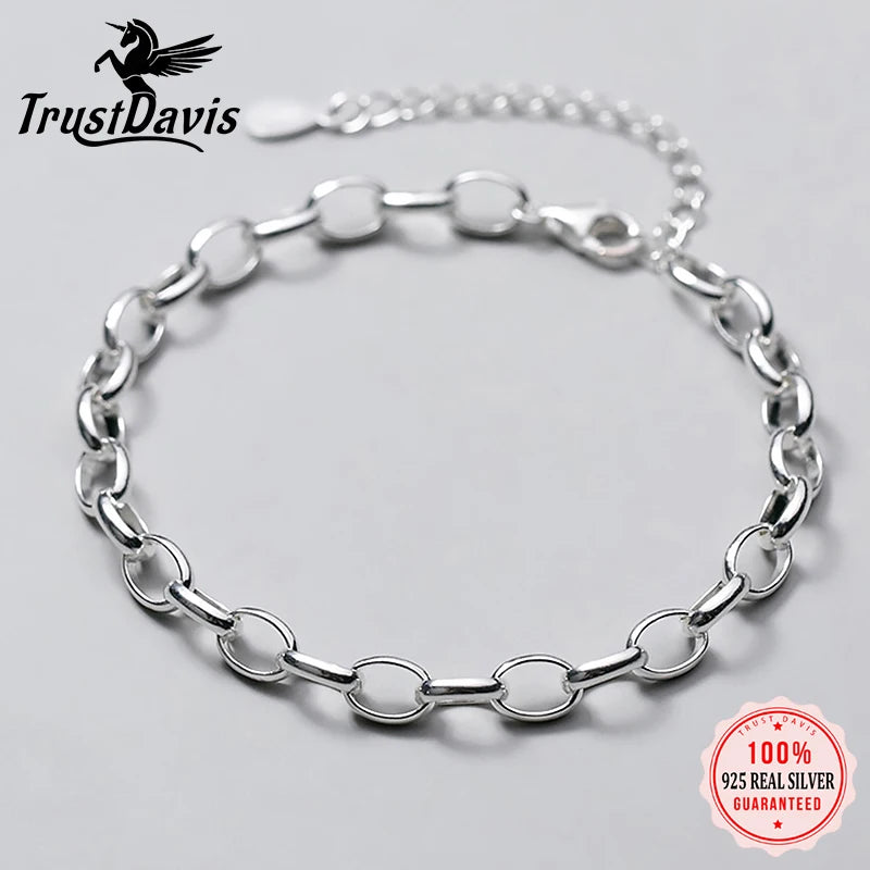 Trustdavis 925 Silver Chain Bracelet for Women DA1612