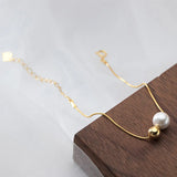 Trustdavis 925 Silver Pearl Snake Chain Bracelet Wedding Jewelry