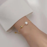 Trustdavis 925 Silver Pearl Snake Chain Bracelet Wedding Jewelry