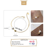 Trustdavis 925 Silver Pearl Snake Chain Bracelet Wedding Jewelry