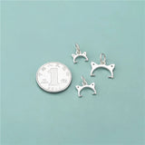 Trustdavis 925 Sterling Silver Cat Ear Beads Button Pendants Charm DIY Jewelry