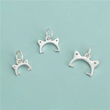 Trustdavis 925 Sterling Silver Cat Ear Beads Button Pendants Charm DIY Jewelry