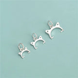 Trustdavis 925 Sterling Silver Cat Ear Beads Button Pendants Charm DIY Jewelry