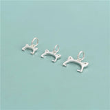 Trustdavis 925 Sterling Silver Cat Ear Beads Button Pendants Charm DIY Jewelry