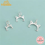 Trustdavis 925 Sterling Silver Cat Ear Beads Button Pendants Charm DIY Jewelry