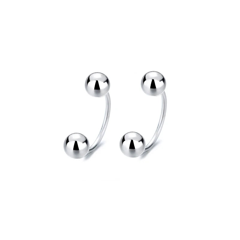 Trustdavis 925 Silver Charm Beads Screw Stud Earrings