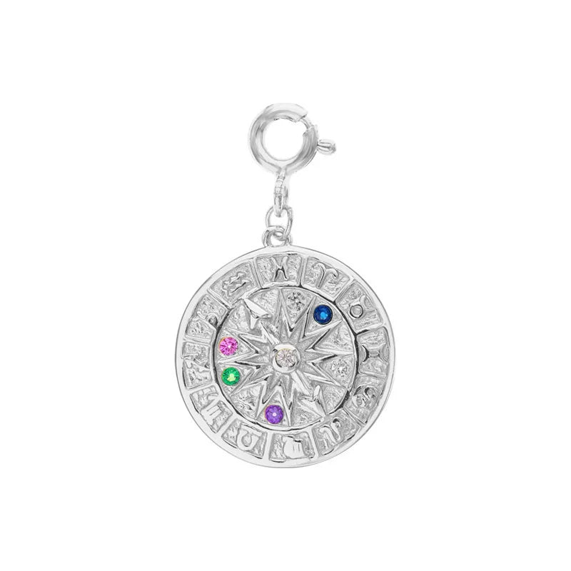 Trustdavis 925 Silver CZ Compass Charm Pendant DIY Jewelry HY790