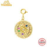 Trustdavis 925 Silver CZ Compass Charm Pendant DIY Jewelry HY790