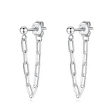 Trustdavis 925 Silver Chain Links Stud Earrings Wedding Jewelry