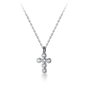 Trustdavis Silver Cross CZ Pendant Clavicle Necklace Wedding Jewelry
