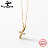 Trustdavis Silver Cross CZ Pendant Clavicle Necklace Wedding Jewelry