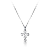 Trustdavis Silver Cross CZ Pendant Clavicle Necklace Wedding Jewelry