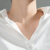 Trustdavis Silver Cross CZ Pendant Clavicle Necklace Wedding Jewelry
