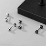 Trustdavis 925 Silver Double Bead Screw Stud Earrings Wedding DS1223