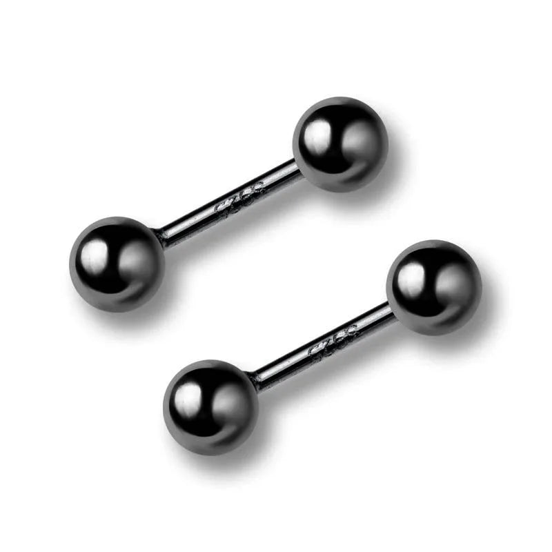 Trustdavis 925 Silver Double Bead Screw Stud Earrings Wedding DS1223