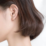Trustdavis 925 Silver Double Bead Screw Stud Earrings Wedding DS1223
