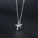 Trustdavis 925 Silver Double Cross CZ Pendant Necklace