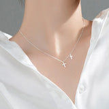 Trustdavis 925 Silver Double Cross CZ Pendant Necklace
