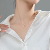 Trustdavis 925 Silver Double Cross CZ Pendant Necklace