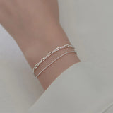 Trustdavis 925 Sterling Silver Double Layer Beads Chain Bracelet Wedding Jewelry