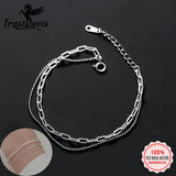 Trustdavis 925 Sterling Silver Double Layer Beads Chain Bracelet Wedding Jewelry