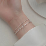 Trustdavis 925 Sterling Silver Double Layer Beads Chain Bracelet Wedding Jewelry