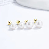 Trustdavis 925 Silver Pearl Stud Earring Women Party Jewelry DA2290