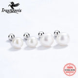 Trustdavis 925 Silver Pearl Stud Earring Women Party Jewelry DA2290