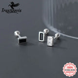Trustdavis 925 Silver CZ Square Stud Earring Wedding Party Jewelry