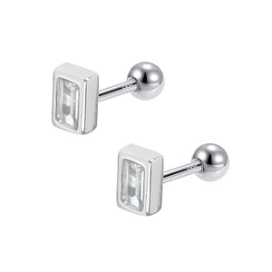 Trustdavis 925 Silver CZ Square Stud Earring Wedding Party Jewelry