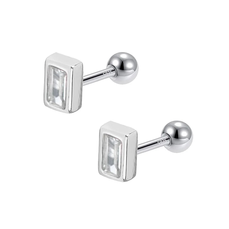 Trustdavis 925 Silver CZ Square Stud Earring Wedding Party Jewelry