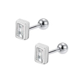 Trustdavis 925 Silver CZ Square Stud Earring Wedding Party Jewelry