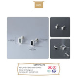 Trustdavis 925 Silver CZ Square Stud Earring Wedding Party Jewelry