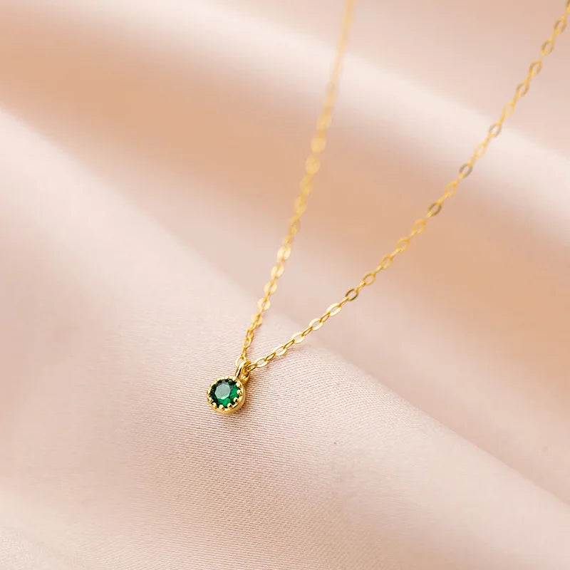 925 Silver Green Zircon Necklace Wedding Party Jewelry
