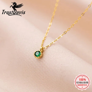 925 Silver Green Zircon Necklace Wedding Party Jewelry