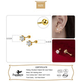 Trustdavis 925 Silver 6 Claw CZ Stud Earrings For Women Wedding